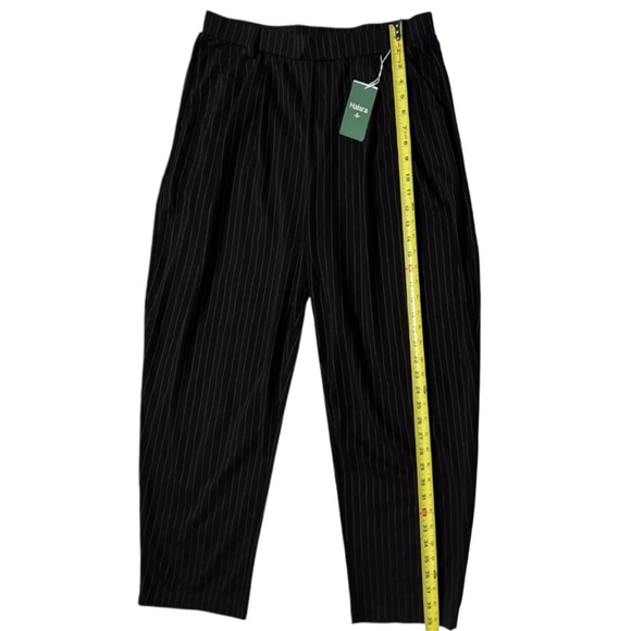 NWT HALARA Black Dress Pants Mid Rise Barrel Leg Stripe Pants - Picture 4 of 16